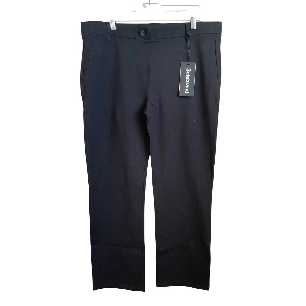 Betabrand Black Dress Pant Yoga Pants 2XL Petite Straight Leg W0076-BK NWT